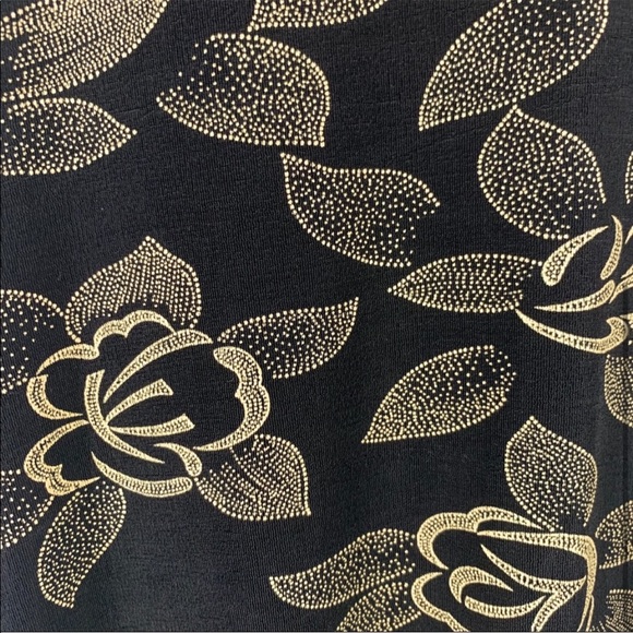 Vintage Black & Gold Floral Dress - Picture 4 of 5
